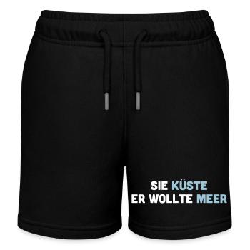 Sie Küste er wollte Meer. Spruch für Verliebte. - Kinder Organic Joggingshorts Mini Bolter von Stanley/Stella - Schwarz - Vorne