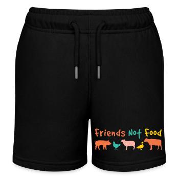 friends not food Vegan - Kinder Organic Joggingshorts Mini Bolter von Stanley/Stella - Schwarz - Vorne