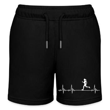 Runner Heartbeat Gift for Women and Girls - Kids Organic Sweat Shorts by Stanley/Stella - black - Front