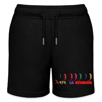 Geckos Arc ciel 974 Réunion - Short de jogging enfant bio Stanley/Stella - noir - Devant
