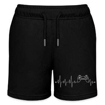 Gaming Heartbeat Controller - Kids Organic Sweat Shorts by Stanley/Stella - black - Front