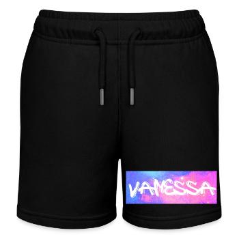 Vanessa Name Geschenk Geschenkidee Galaxie - Kinder Organic Joggingshorts Mini Bolter von Stanley/Stella - Schwarz - Vorne