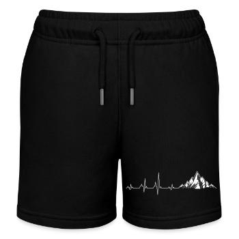 Pulse Peak Mountain ECG Design - Kids Organic Sweat Shorts by Stanley/Stella - black - Front