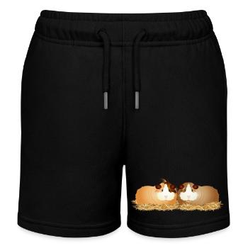 deux mignons cochons d’Inde ensemble en paille - Short de jogging enfant bio Stanley/Stella - noir - Devant