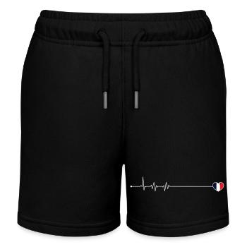 Heartbeat love france flag - Kids Organic Sweat Shorts by Stanley/Stella - black - Front