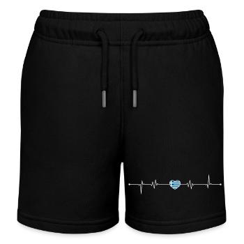 Griechische Herzschlag-Flagge - Kinder Organic Joggingshorts Mini Bolter von Stanley/Stella - Schwarz - Vorne
