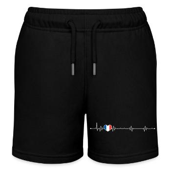 Heartbeat france flag - Kids Organic Sweat Shorts by Stanley/Stella - black - Front