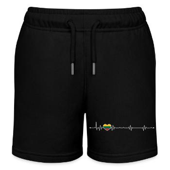 Rainbow Heartbeat Pride - Kids Organic Sweat Shorts by Stanley/Stella - black - Front
