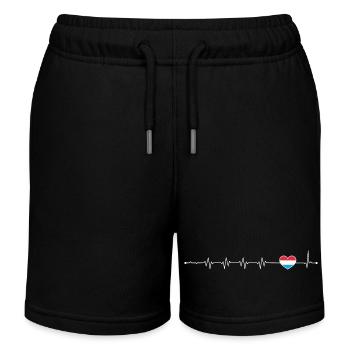 Blauer Akzent Herzschlag-Linie - Kinder Organic Joggingshorts Mini Bolter von Stanley/Stella - Schwarz - Vorne