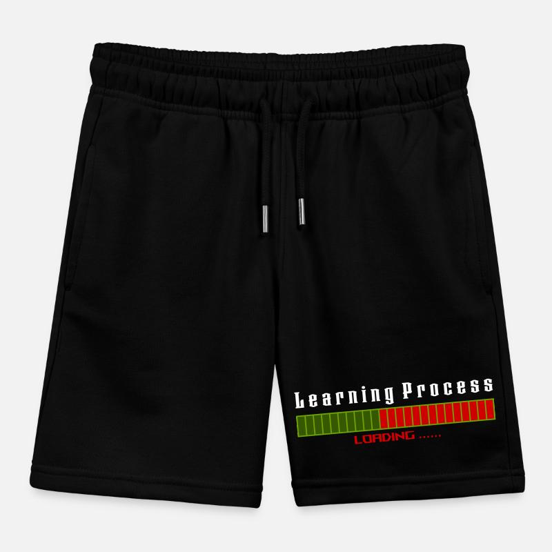 Learning Process Loading black shirt Kids Organic Sweat Shorts by Stanley/Stella