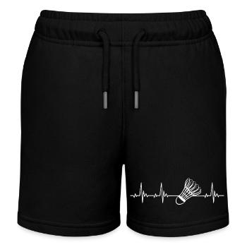 Federball Herzschlag mit Federballspieler - Kinder Organic Joggingshorts Mini Bolter von Stanley/Stella - Schwarz - Vorne