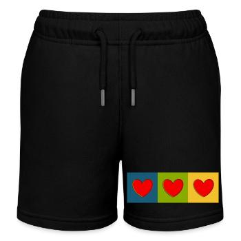 Heart Pattern Heart Pattern Gift Heart - Kids Organic Sweat Shorts by Stanley/Stella - black - Front