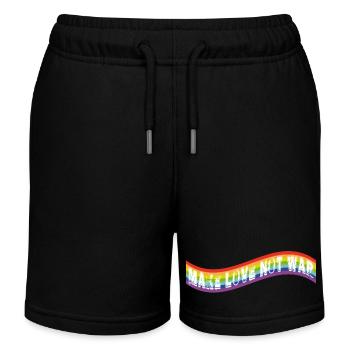 Faites l’amour, pas la guerre | Drapeau arc-en-ciel - Short de jogging enfant bio Stanley/Stella - noir - Devant