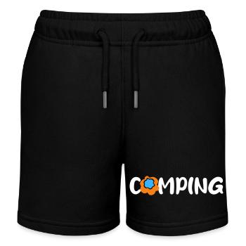 Camping Blume Comic Caravan Van Life Motorhome Fan - Kids Organic Sweat Shorts by Stanley/Stella - black - Front
