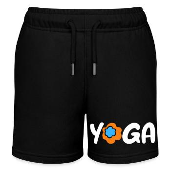 Fleur de Yoga Namaste om Fan Méditation Printemps - Short de jogging enfant bio Stanley/Stella - noir - Devant