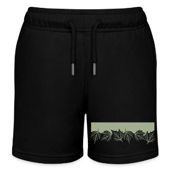 Natur Blätter Laub Wald Leaf - Kinder Organic Joggingshorts Mini Bolter von Stanley/Stella - Schwarz - Vorne