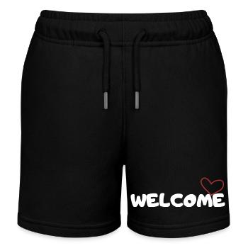 Bienvenue Herzlich Willkommen Heart Herz - Short de jogging enfant bio Stanley/Stella - noir - Devant