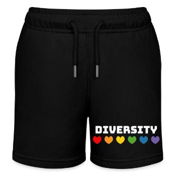Rainbow Hearts LGBT lgbtqi queer Diversité - Short de jogging enfant bio Stanley/Stella - noir - Devant
