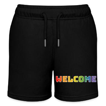 Arc-en-ciel bienvenue blanc - Short de jogging enfant bio Stanley/Stella - noir - Devant