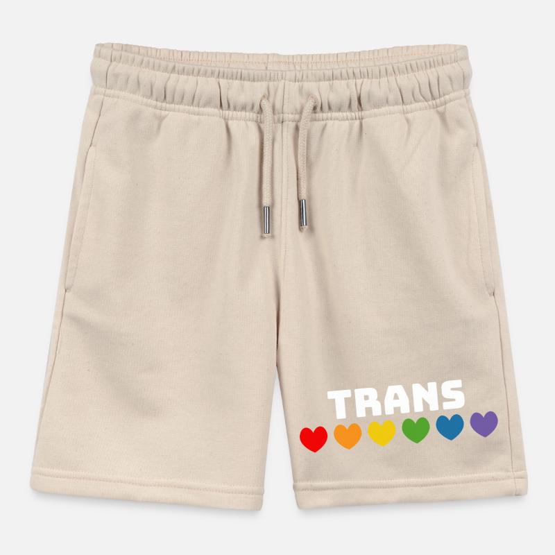 Rainbow heart trans white Kids Organic Sweat Shorts by Stanley/Stella