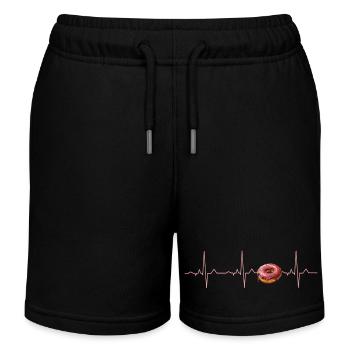 Donut Heartbeat T-Shirt ECG Funny Food - Kids Organic Sweat Shorts by Stanley/Stella - black - Front