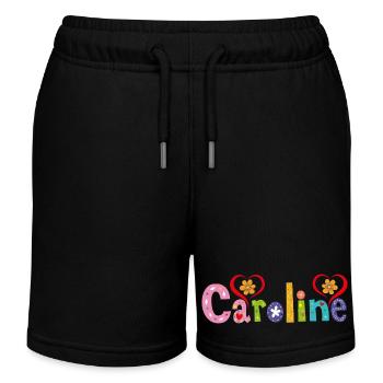 Nom de Caroline personnalisé - Short de jogging enfant bio Stanley/Stella - noir - Devant