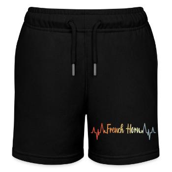 Retro Horn Herzschlag - Kinder Organic Joggingshorts Mini Bolter von Stanley/Stella - Schwarz - Vorne