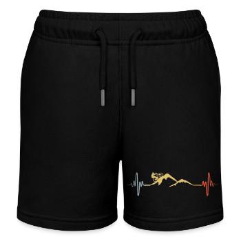 Mountain biker heartbeat - Kids Organic Sweat Shorts by Stanley/Stella - black - Front