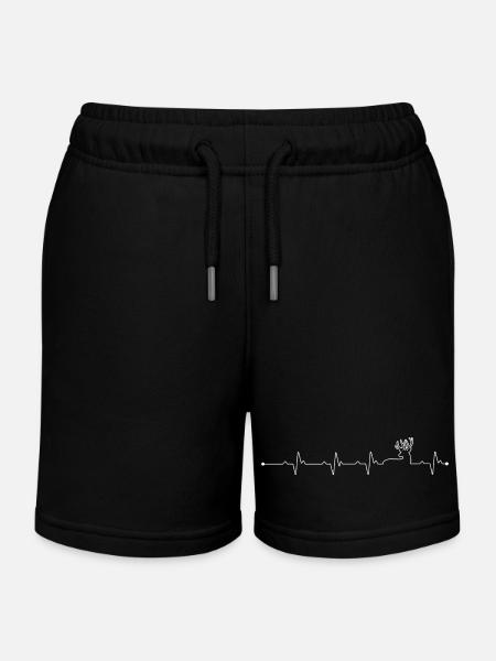 Heartbeat Deer - Kids Organic Sweat Shorts by Stanley/Stella - black