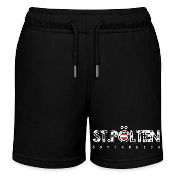 Distressed Text with Flag Orb - Kids Organic Sweat Shorts by Stanley/Stella - black - Front