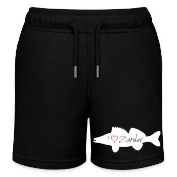 J’aime le sandre blanc - Short de jogging enfant bio Stanley/Stella - noir - Devant