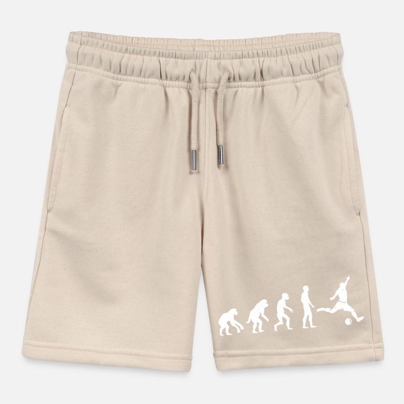 Football Evolution Monkey Funny Designs Fan Logo Kids Organic Sweat Shorts by Stanley/Stella