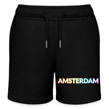 Schwuler Amsterdamer Regenbogen - Kinder Organic Joggingshorts Mini Bolter von Stanley/Stella - Schwarz - Vorne