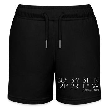 Koordinaten Sacramento Kalifornien - Kinder Organic Joggingshorts Mini Bolter von Stanley/Stella - Schwarz - Vorne