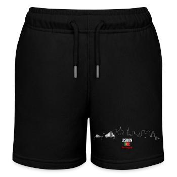 Skyline von Lissabon mit Flagge - Kinder Organic Joggingshorts Mini Bolter von Stanley/Stella - Schwarz - Vorne