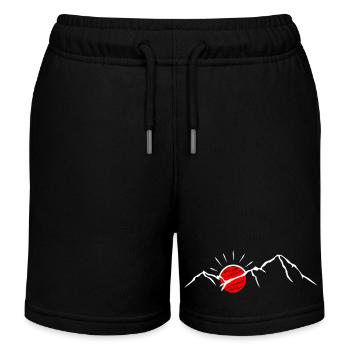 Purpurrote Sonne über schneebedeckten Gipfeln - Kinder Organic Joggingshorts Mini Bolter von Stanley/Stella - Schwarz - Vorne