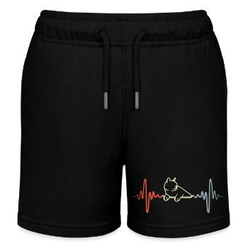 Katze Pulsschlag Vintage Look - Kinder Organic Joggingshorts Mini Bolter von Stanley/Stella - Schwarz - Vorne