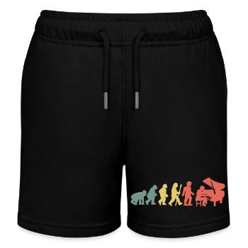 Klavierspieler Pianist Evolution - Kinder Organic Joggingshorts Mini Bolter von Stanley/Stella - Schwarz - Vorne