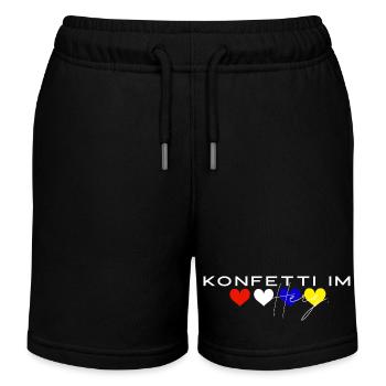 Konfetti im Herz, Fastnacht, Fasching, Karneval - Kinder Organic Joggingshorts Mini Bolter von Stanley/Stella - Schwarz - Vorne