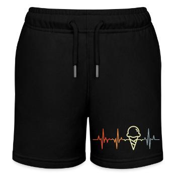Vintage Cream Heartbeat - Kids Organic Sweat Shorts by Stanley/Stella - black - Front