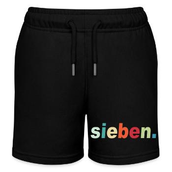 7th Birthday Child Gift - Kids Organic Sweat Shorts by Stanley/Stella - black - Front