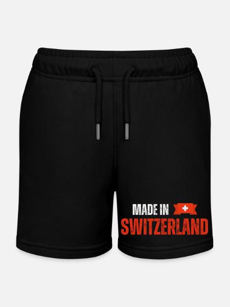 Made in Switzerland, Schweizer Stolz - Kinder Organic Joggingshorts Mini Bolter von Stanley/Stella - Schwarz