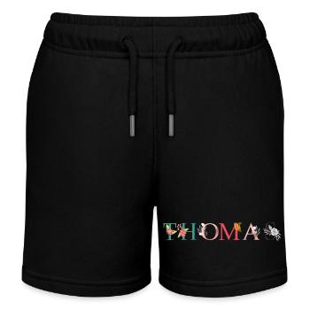 THOMAS ART DU NOM AVEC FLEURS BRODÉES - Short de jogging enfant bio Stanley/Stella - noir - Devant