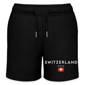 Flagge der Schweiz, Schweizer Stolz - Kinder Organic Joggingshorts Mini Bolter von Stanley/Stella - Schwarz - Vorne