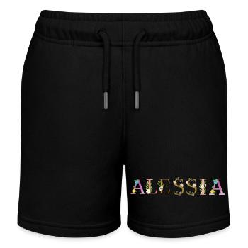 ALESSIA name decorated with flowers - Kids Organic Sweat Shorts by Stanley/Stella - black - Front