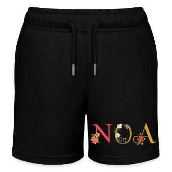 Nom de l’ANO décoré de fleurs - Short de jogging enfant bio Stanley/Stella - noir - Devant