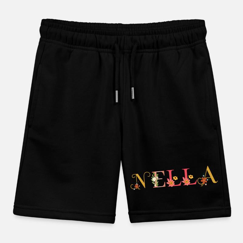 Le nom NELLA est décoré de fleurs Short de jogging enfant bio Stanley/Stella
