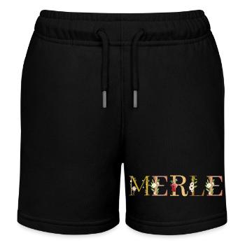 MERLE nom orné de fleurs - Short de jogging enfant bio Stanley/Stella - noir - Devant