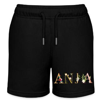 ANJA Nom décoré de fleurs - Short de jogging enfant bio Stanley/Stella - noir - Devant