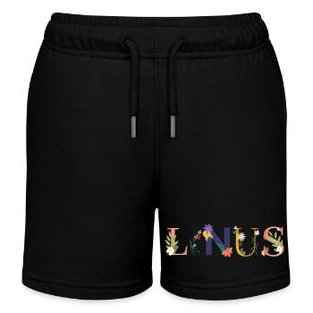 Le nom de LINUS est décoré de fleurs - Short de jogging enfant bio Stanley/Stella - noir - Devant
